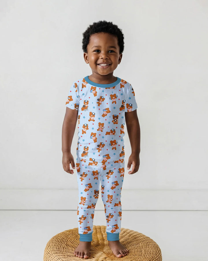Born To Play Baseball Bamboo Two Piece Short Sleeve Pajama Set