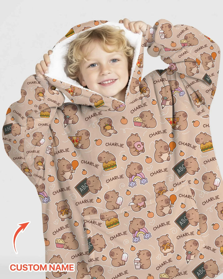 Personalisierter niedlicher Capybara Bambus-Deckenhoodie