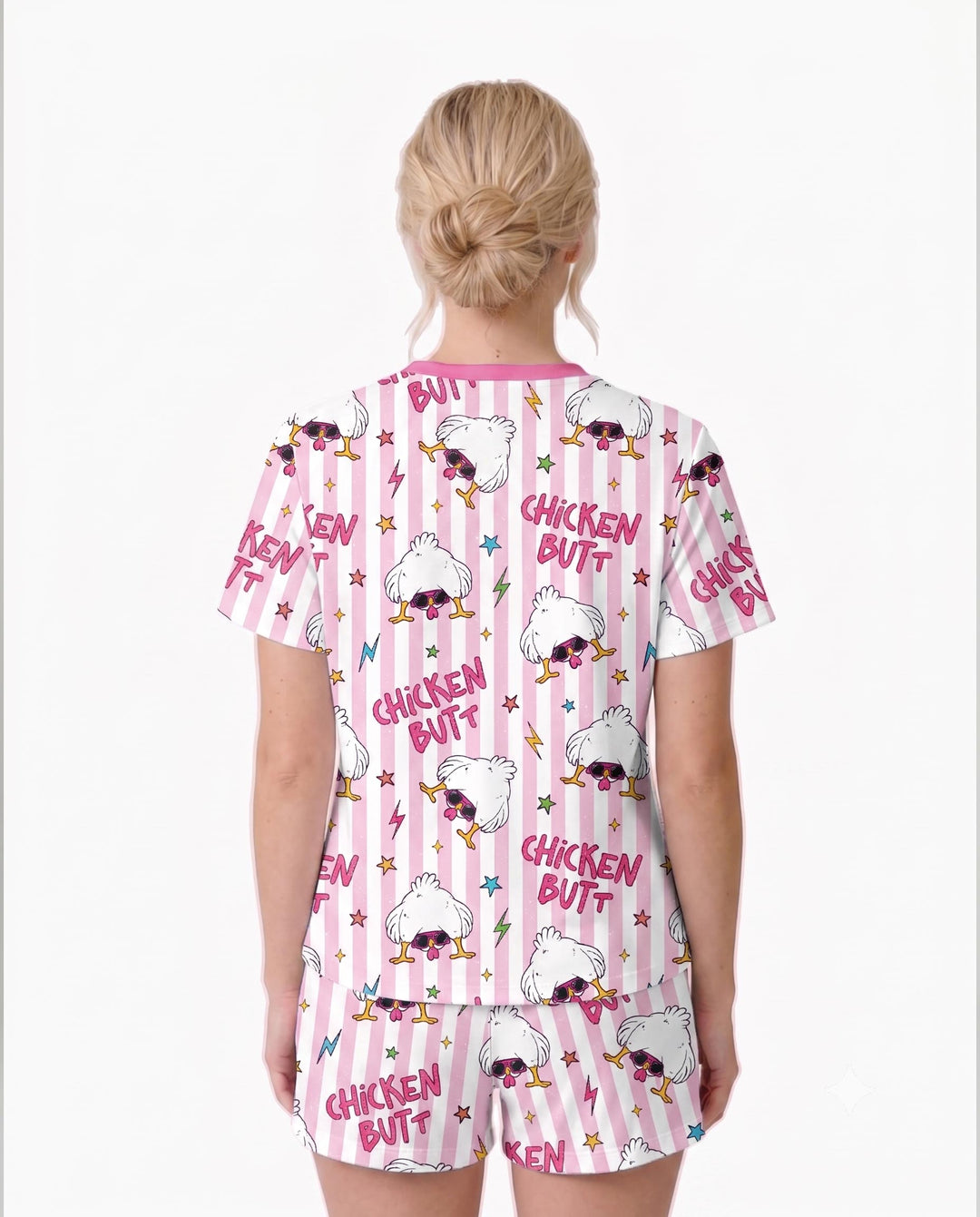 Guess What? Chicken Butt! Bamboo Women Short Sleeve Short Pajama Set
