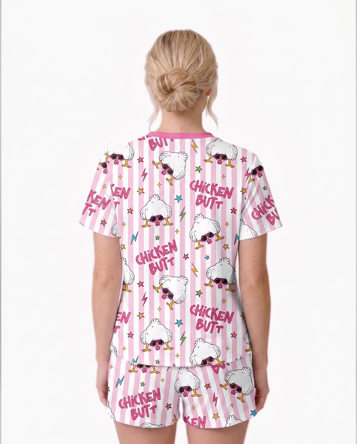Guess What? Chicken Butt! Bamboo Women Short Sleeve Short Pajama Set