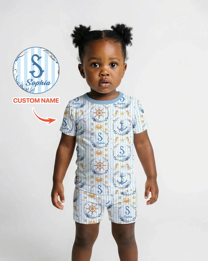 Zweiteiliges Pyjama-Set mit kurzen Ärmeln und Shorts im Sommer-Design
