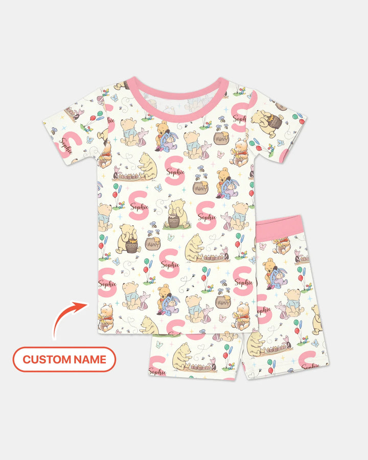 Zweiteiliges Pyjama-Set mit kurzen Ärmeln und Shorts im Sommer-Design