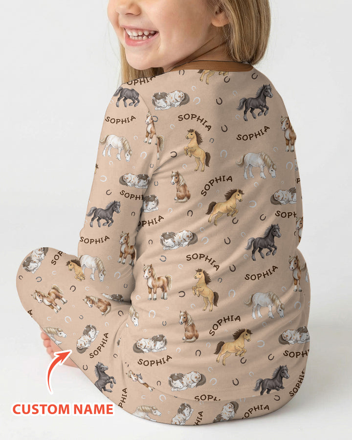 Custom Name Is It Too Soon to Ask for a Pony Bamboo Two Piece Long Sleeve Pajama Set