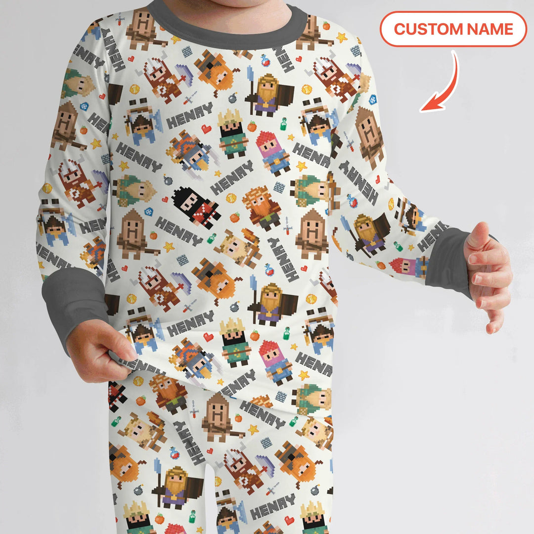 Zweiteiliges Langarm-Pyjama-Set mit Sommerfrüchten