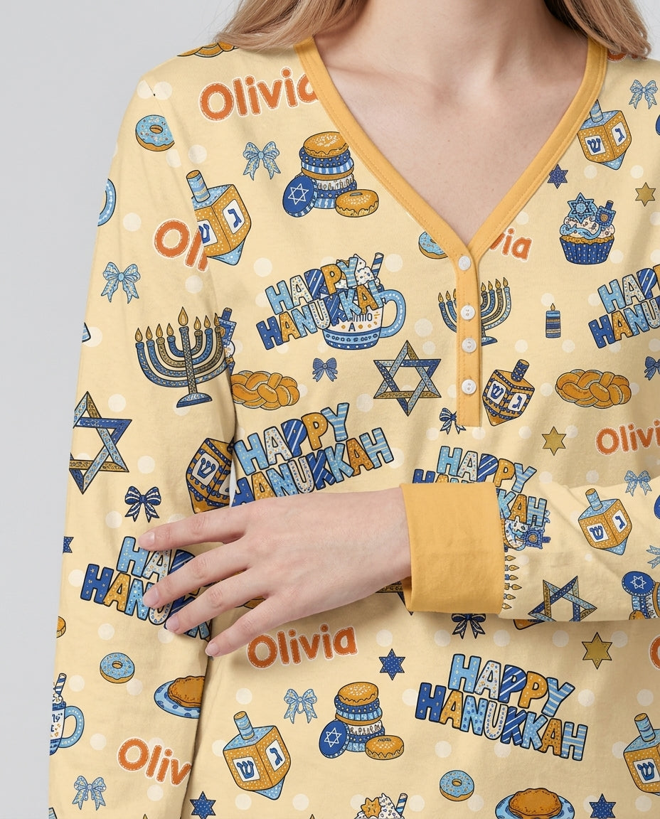 Custom Name Jewish Holiday Bamboo Women Pajama Set