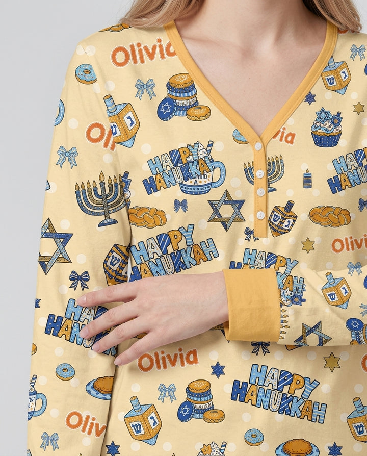 Custom Name Jewish Holiday Bamboo Women Pajama Set