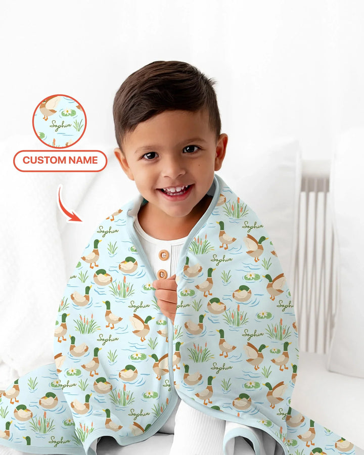 Personalized Mallard Duck Bamboo Blanket