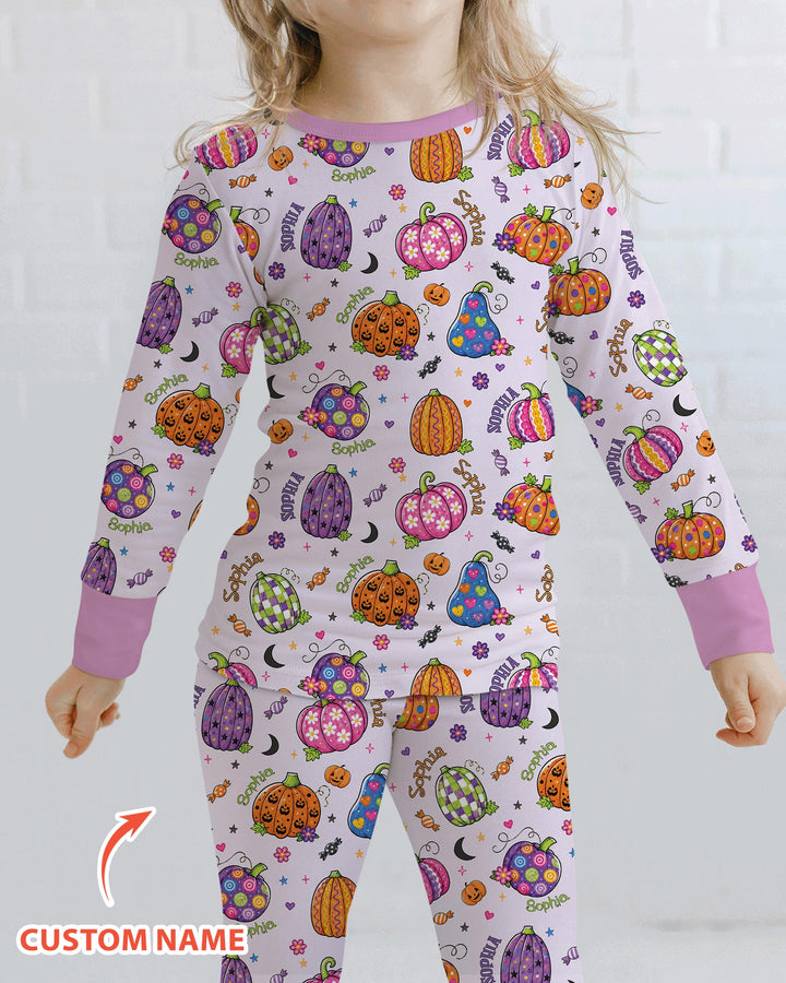 Zweiteiliges Langarm-Pyjama-Set mit Sommerfrüchten