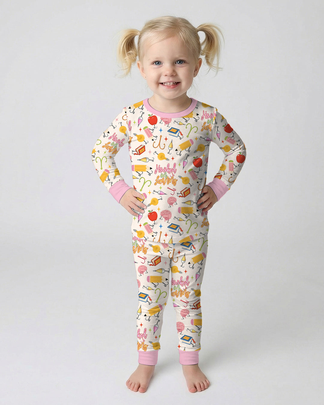 Hooked on Learning Bamboo Two Piece Long Sleeve Pajama Set