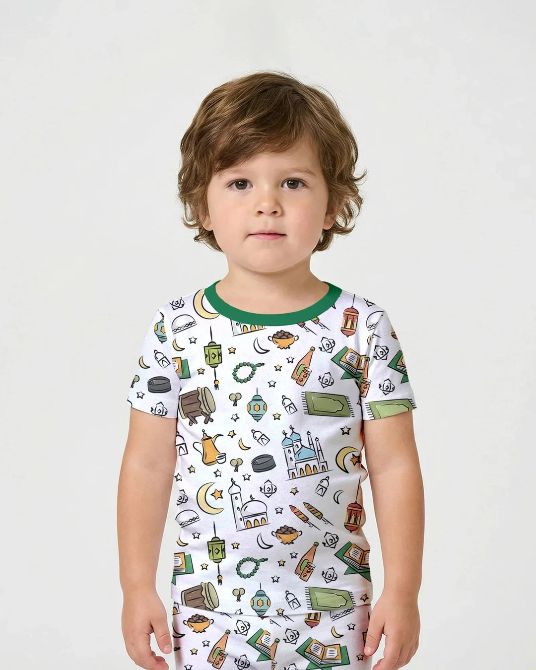 Template Zweiteiliges Pyjama-Set mit kurzen Ärmeln und Shorts