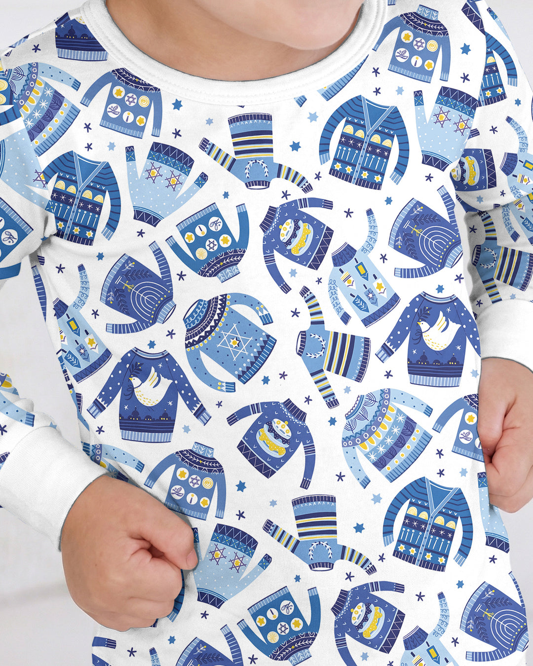 Cute Hanukkah Jumpers Bamboo Two Piece Long Sleeve Pajama Set