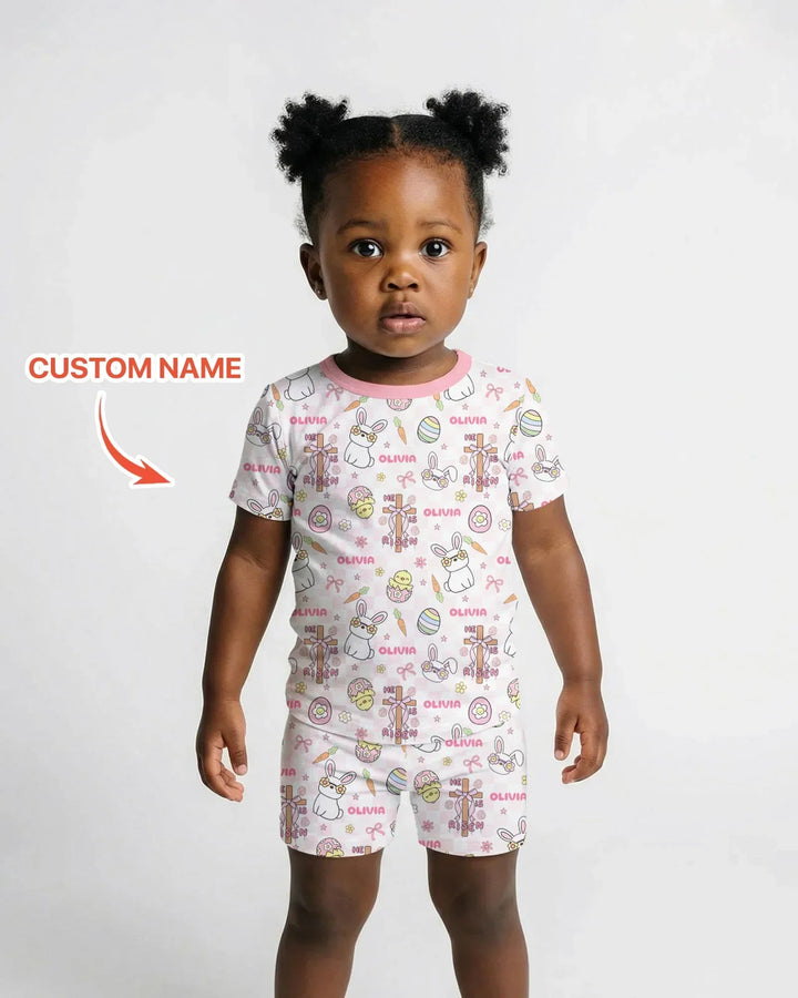 Zweiteiliges Pyjama-Set mit kurzen Ärmeln und Shorts im Sommer-Design