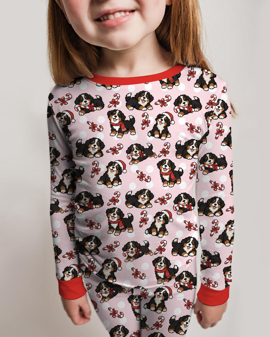Holiday Bernese Mountain Christmas Dog Bamboo Two Piece Long Sleeve Pajama Set