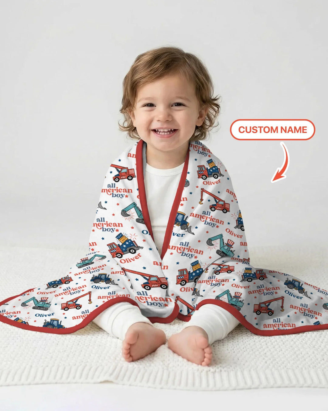 Custom Name All-American Boy Bamboo Blanket
