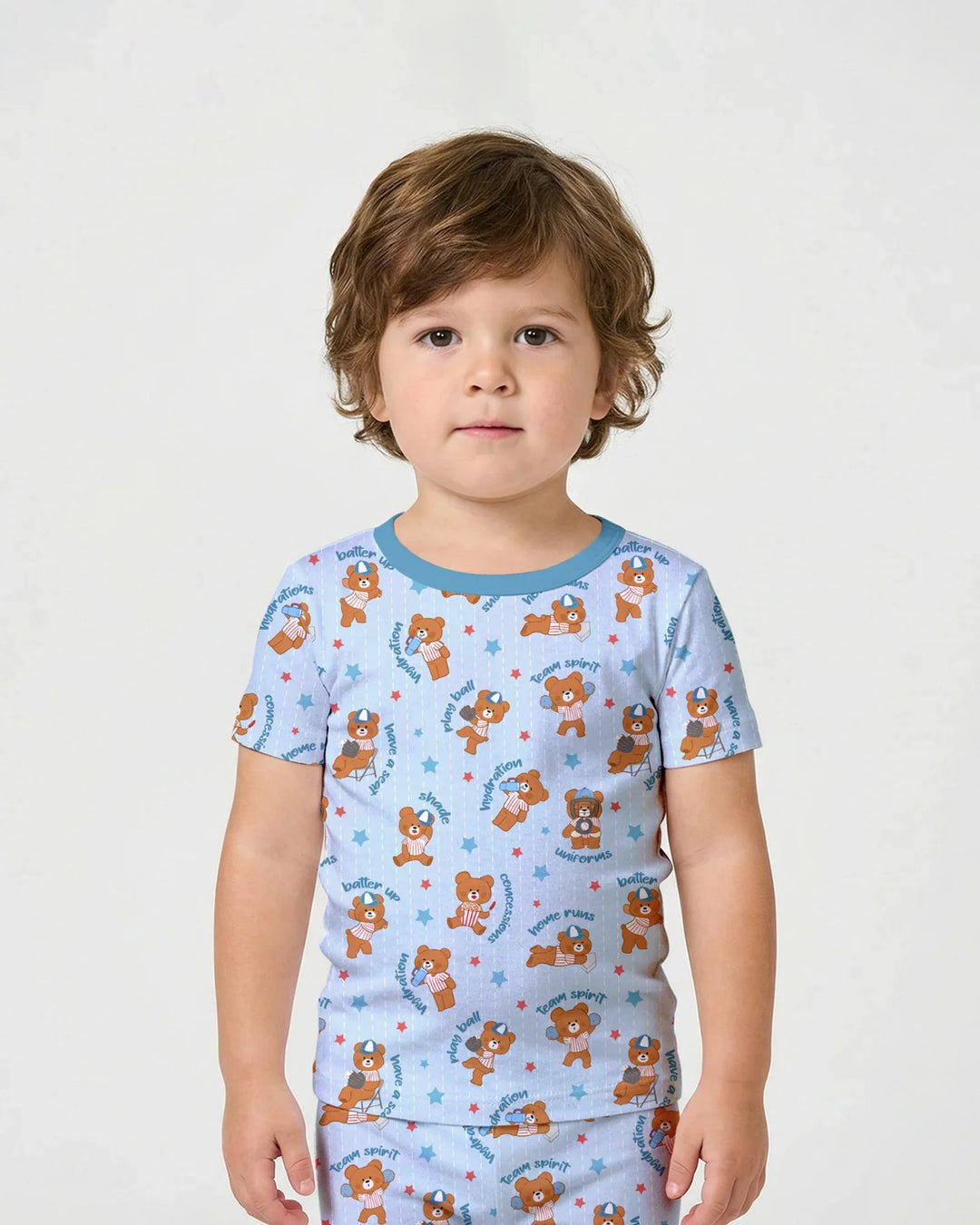 Born To Play Baseball Bamboo Two Piece Short Sleeve Shorts Pajama Set