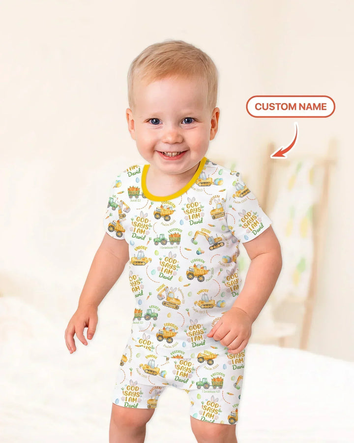 Zweiteiliges Pyjama-Set mit kurzen Ärmeln und Shorts im Sommer-Design