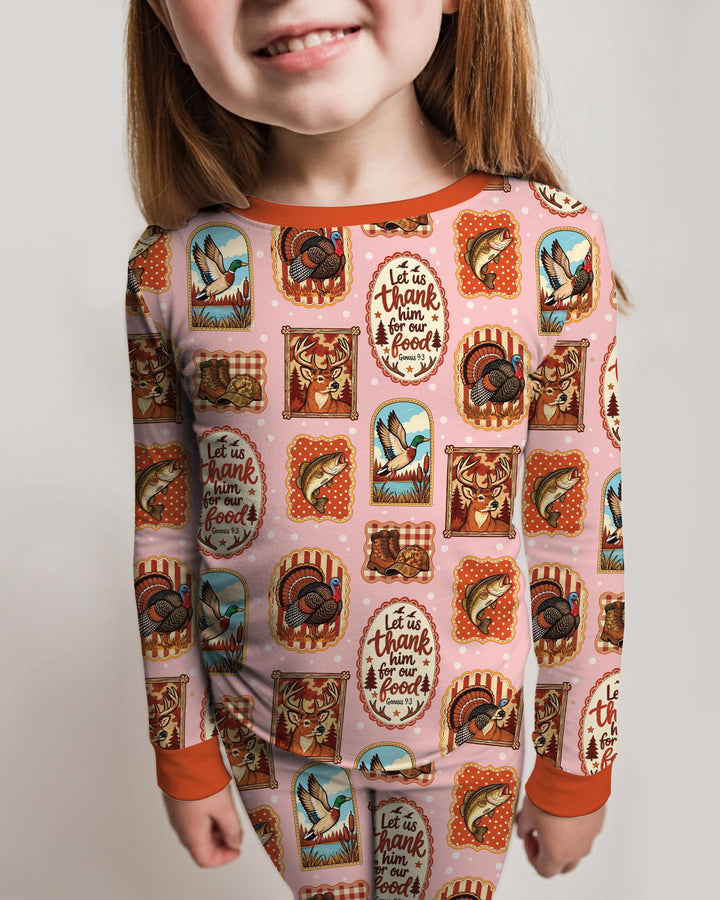Hunting Let Us Thank Him For Our Food Bamboo Two Piece Long Sleeve Pajama Set