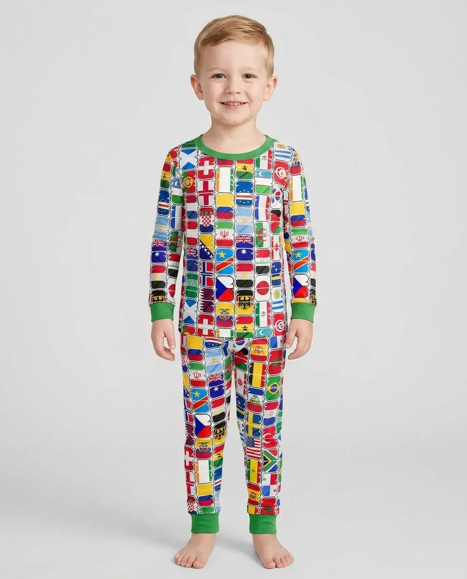 Zweiteiliges Langarm-Pyjama-Set mit Sommerfrüchten