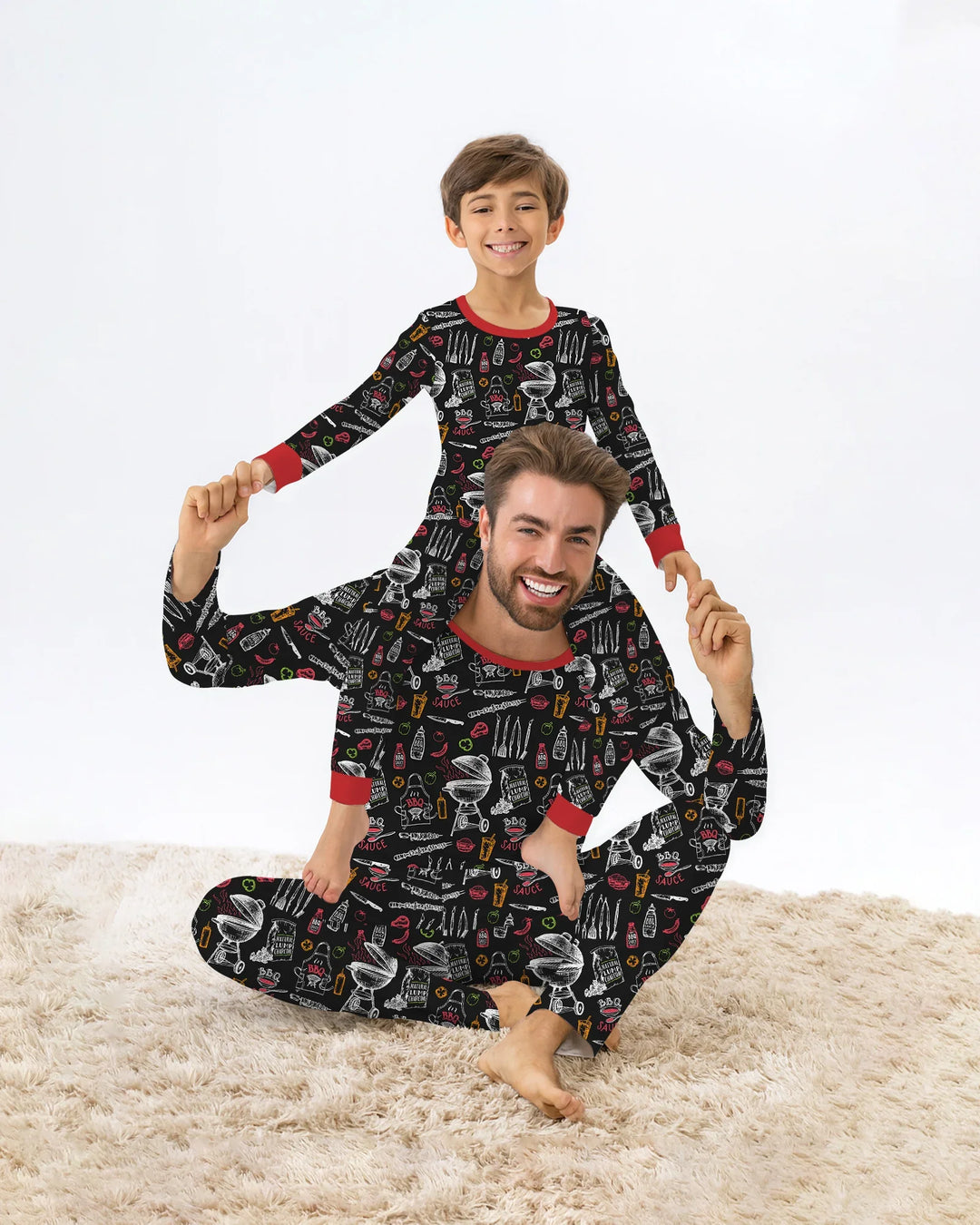 Zweiteiliges Langarm-Pyjama-Set mit Sommerfrüchten