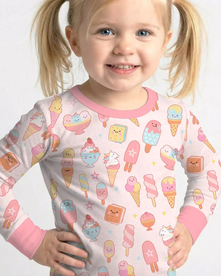 Zweiteiliges Langarm-Pyjama-Set mit Sommerfrüchten