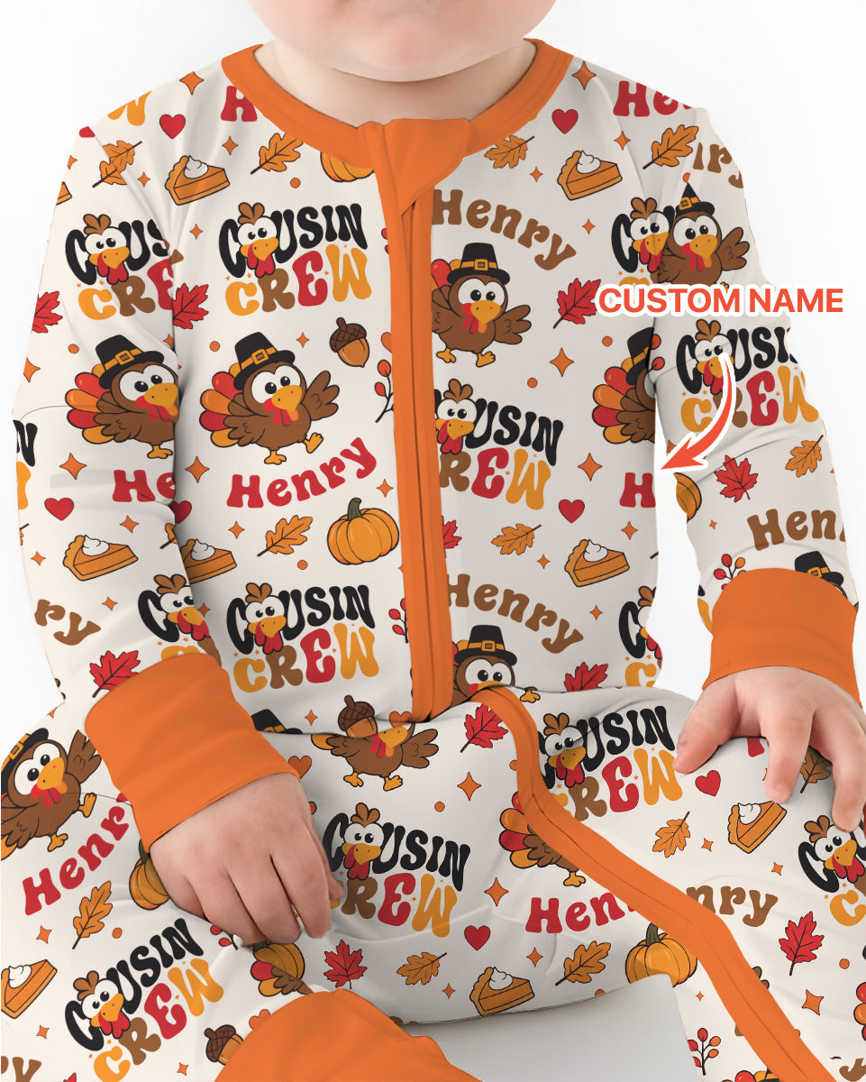 Personalized Cousin Crew Thanksgiving Bamboo Convertible Zippy