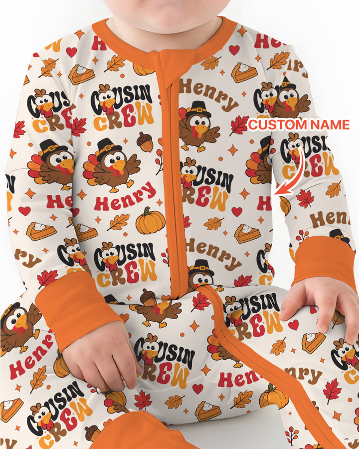 Personalized Cousin Crew Thanksgiving Bamboo Convertible Zippy
