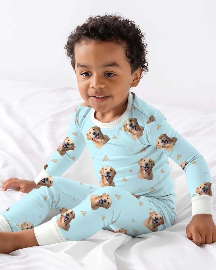 Custom Face All Over Bamboo Two Piece Long Sleeve Pajama Set