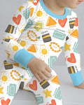 Zweiteiliges Langarm-Pyjama-Set mit Sommerfrüchten