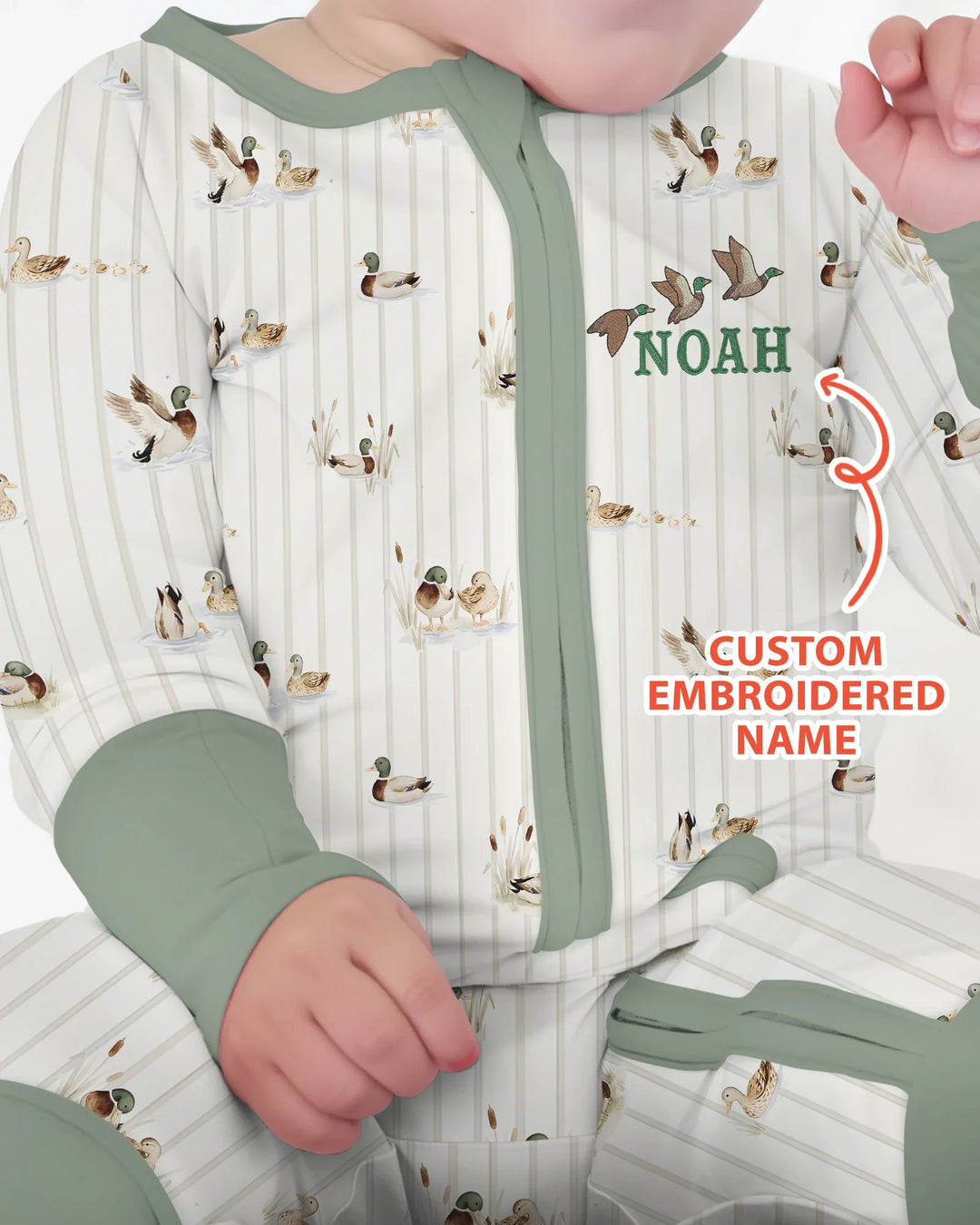 Custom Embroidered Name Mallard Duck  Bamboo Convertible Zippy