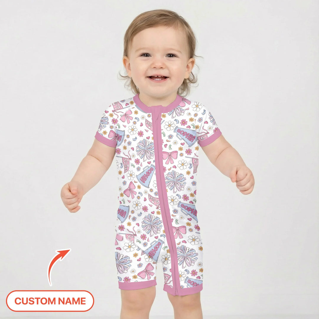 Custom Name Pastel Cheerleader Bamboo Shorty Zippy