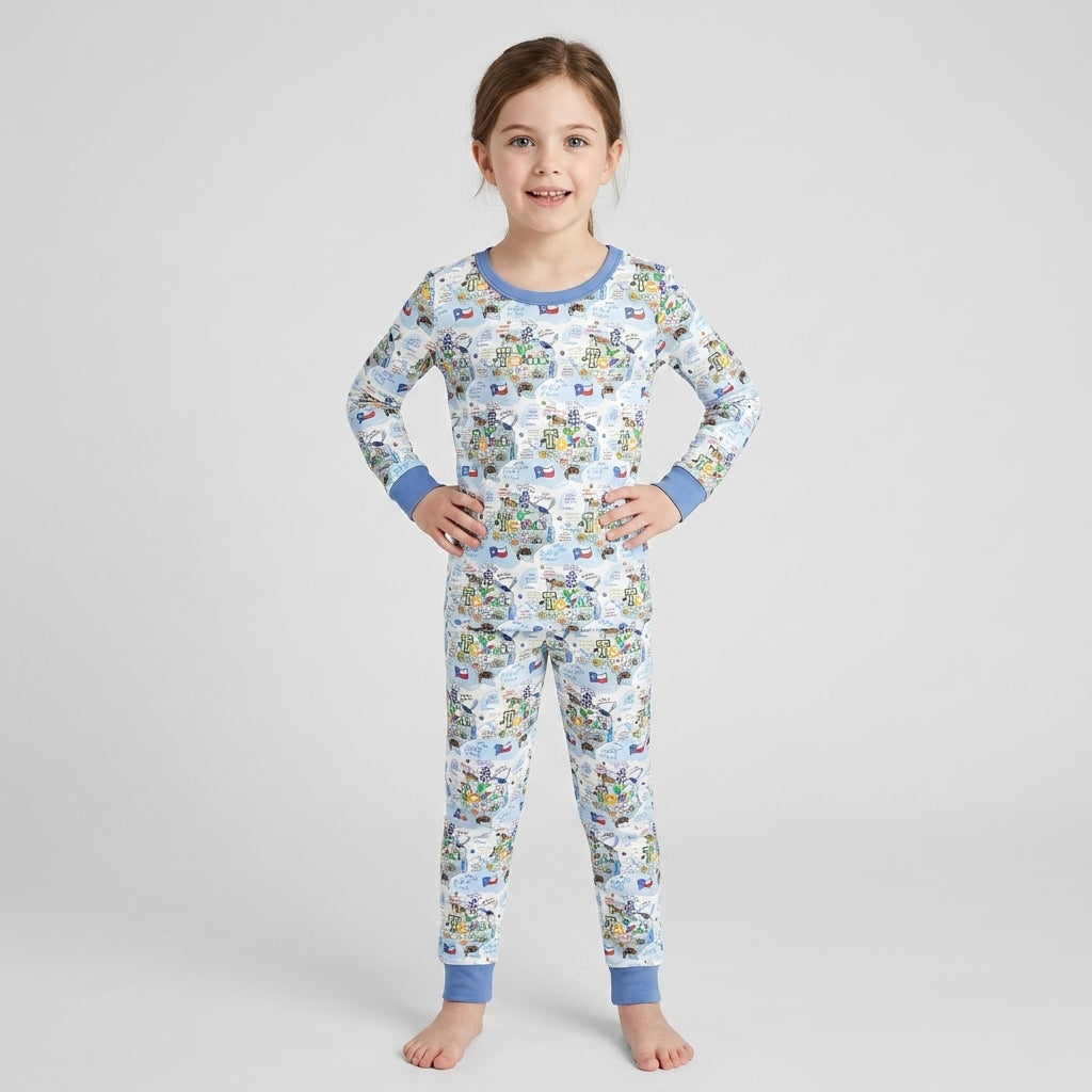 Zweiteiliges Langarm-Pyjama-Set mit Sommerfrüchten