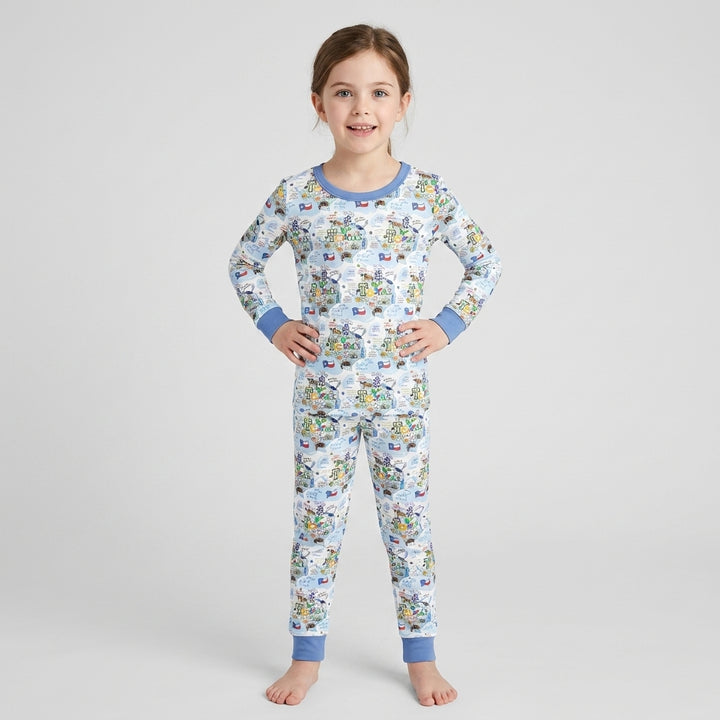 Zweiteiliges Langarm-Pyjama-Set mit Sommerfrüchten