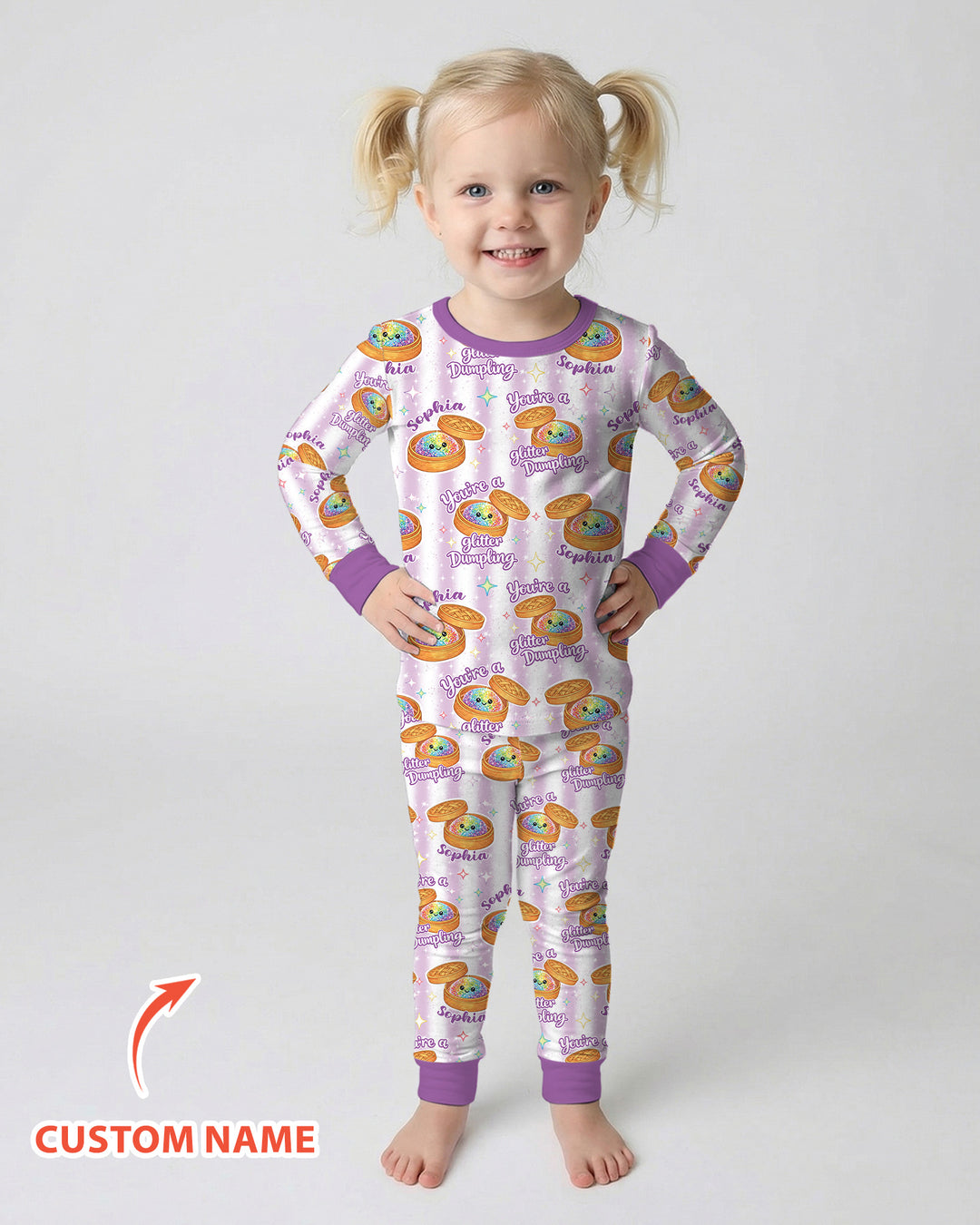 Personalized You're Glitter Dumpling Bamboo Two Piece Long Sleeve Pajama Set