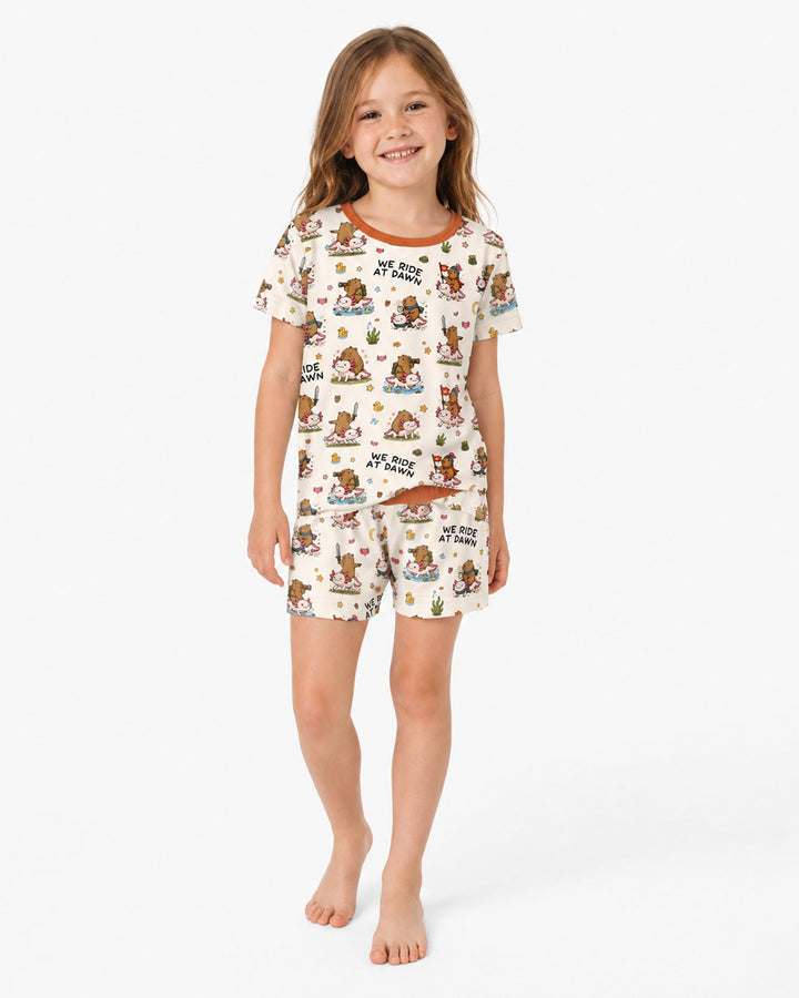 We Ride At Dawn Bamboo Two Piece Short Sleeve Shorts Pajama Set