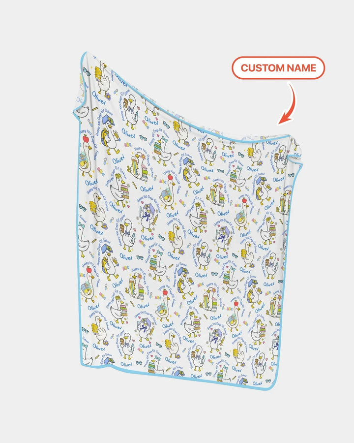 Custom Name Goose Happy 100 Days Of School Bamboo Blanket