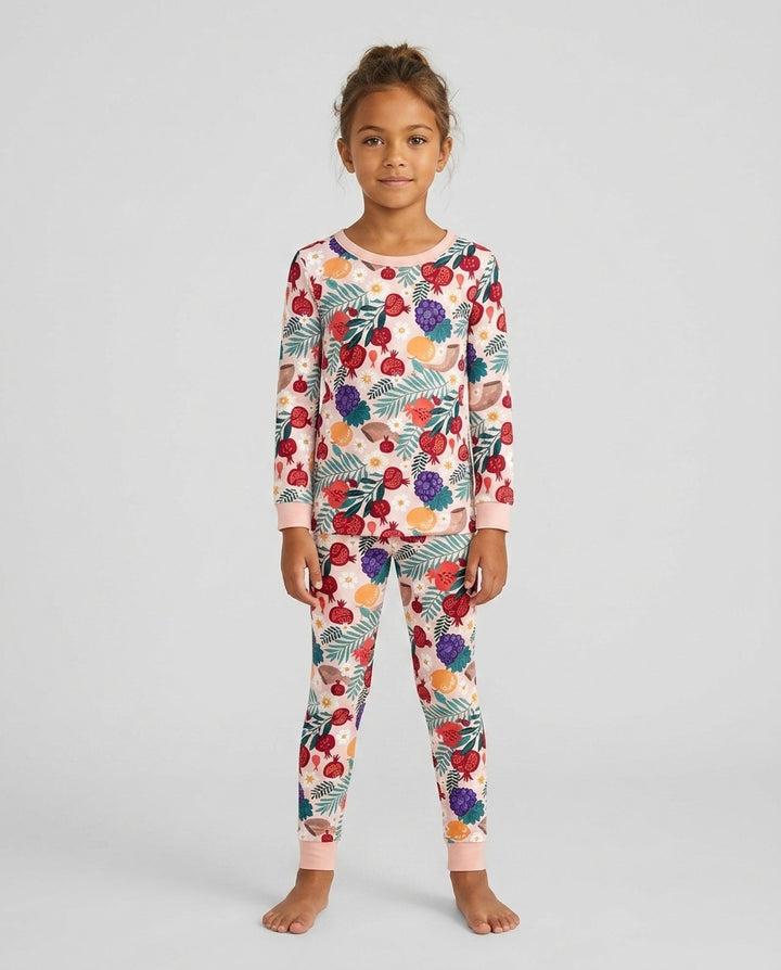 Zweiteiliges Langarm-Pyjama-Set mit Sommerfrüchten