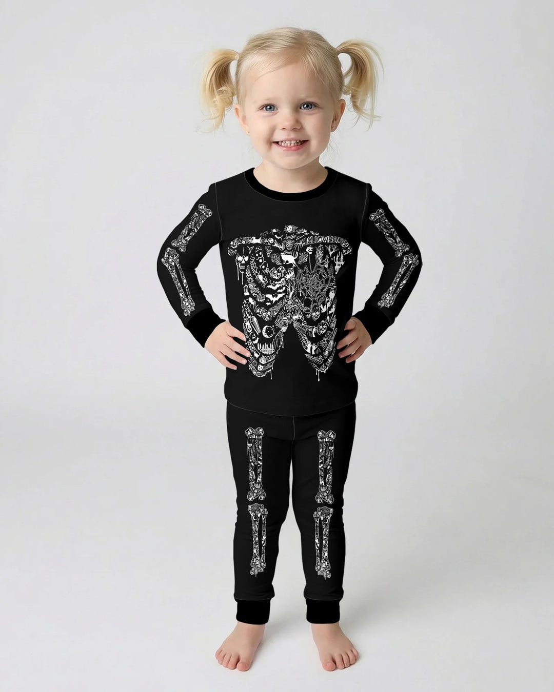 Haunted Halloween Skeleton Bamboo Two Piece Long Sleeve Pajama Set
