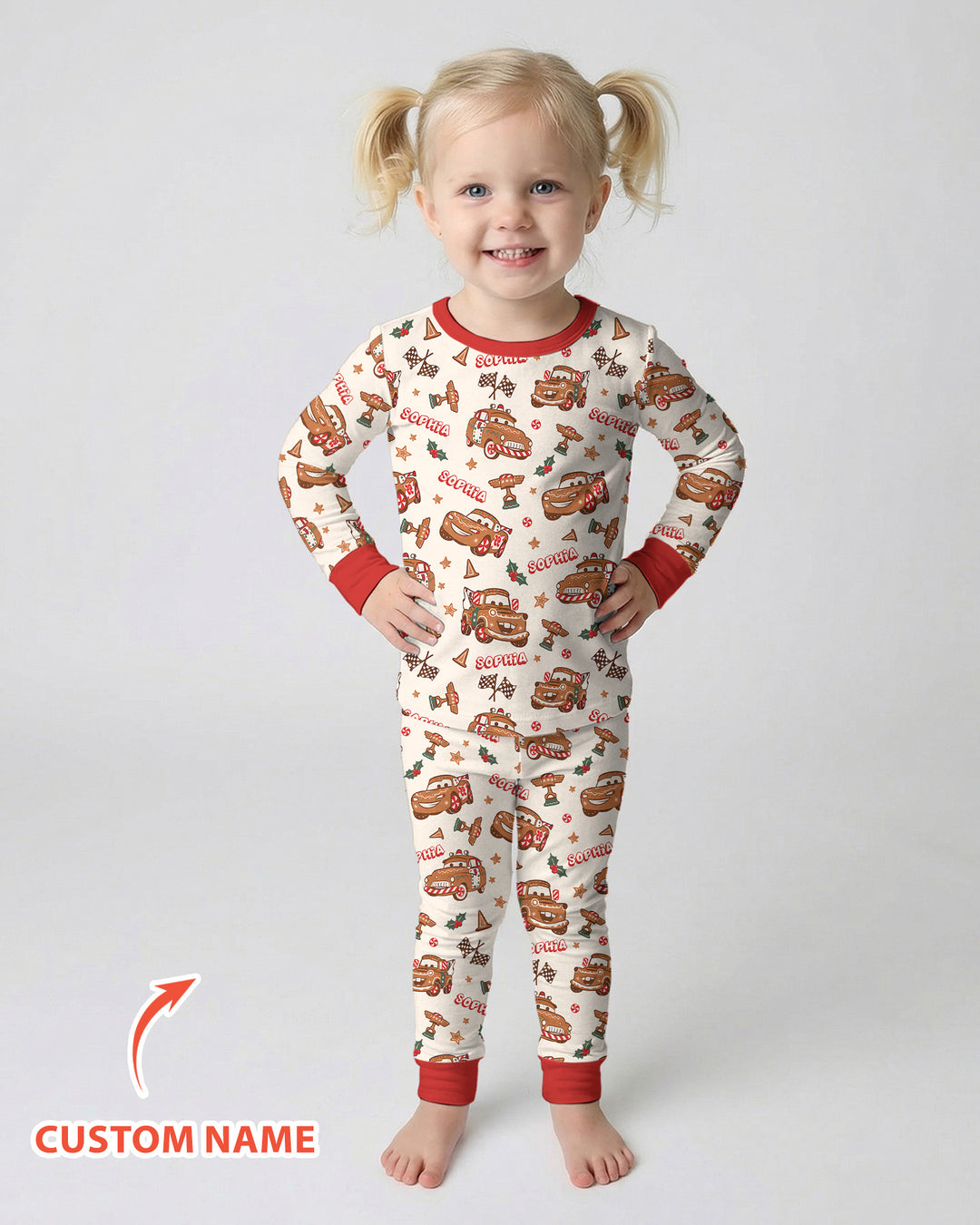 Christmas Cookie Cars Bamboo Two Piece Long Sleeve Pajama Set