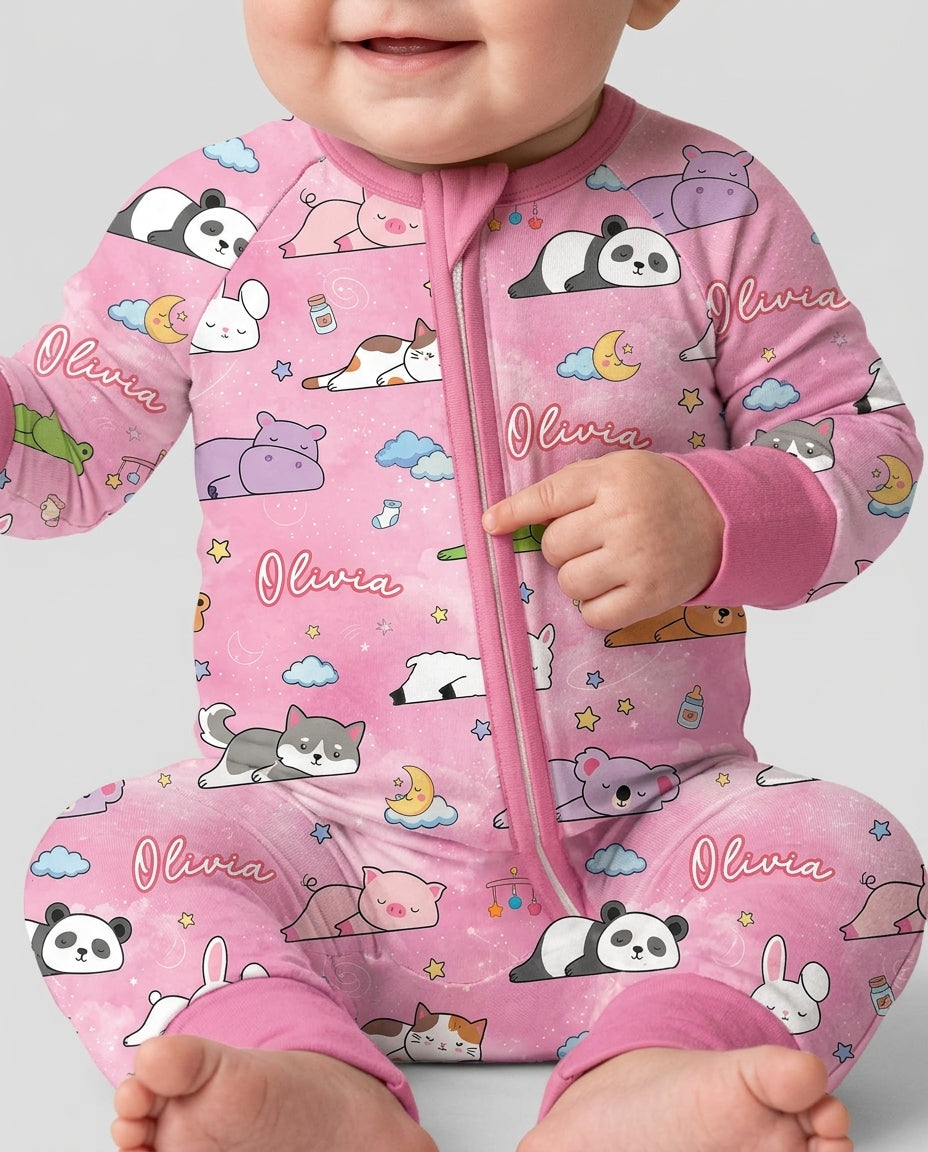 Custom Name Sleeping Cutie Bamboo Convertible Zippy