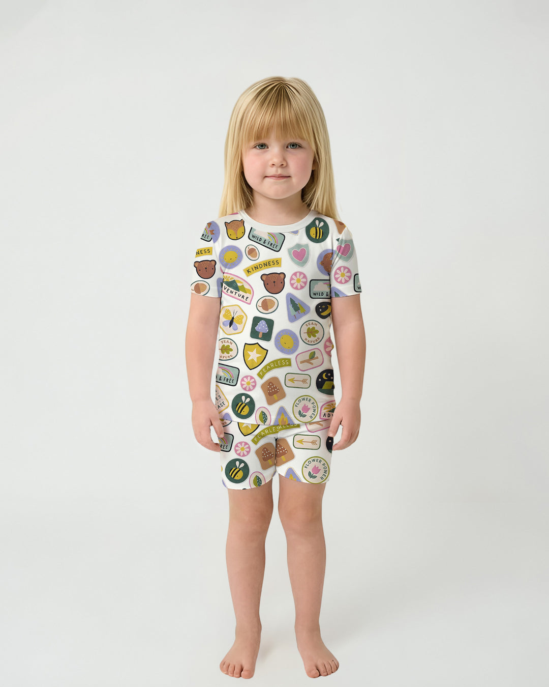 Schlafanzug-Set zweiteilig, kurze Ärmel, kurze Hose, Bambus