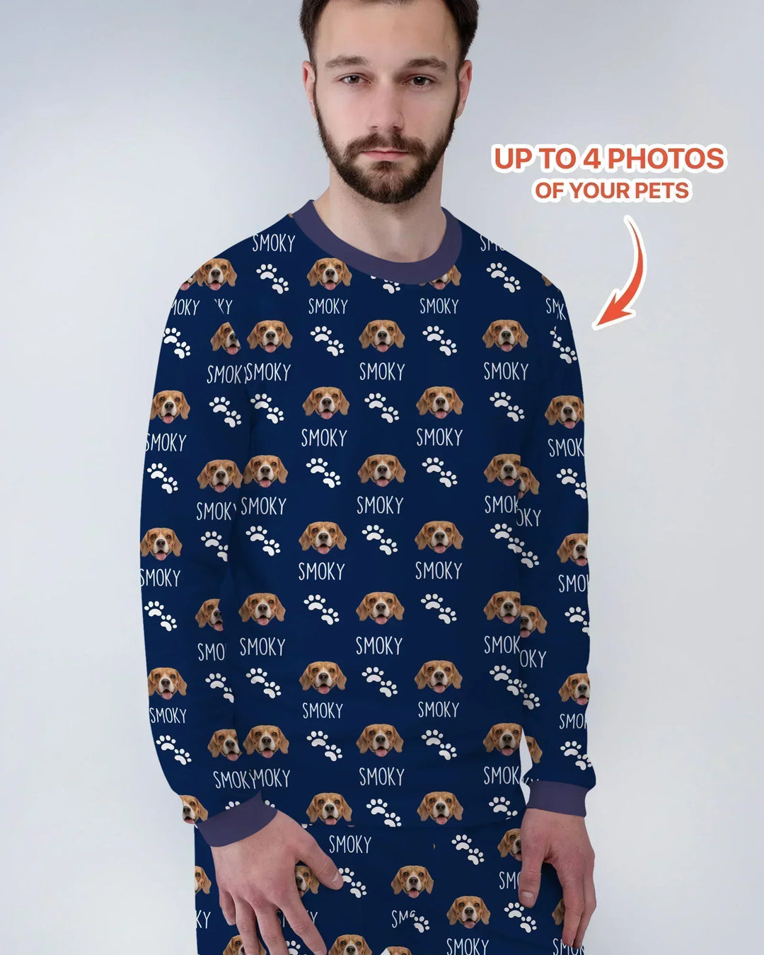 Custom Name and Pet Photos Bamboo Men's Pajama Set