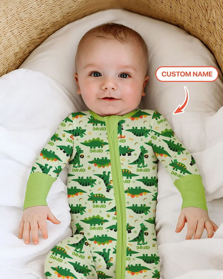St. Patrick's Day Dinosaurs Custom Bamboo Convertible Zippy