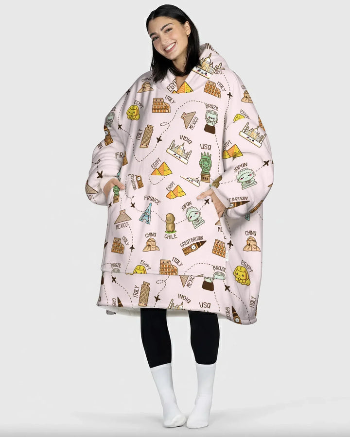 Kawaii World Tour Tragbarer Bambus-Deckenhoodie