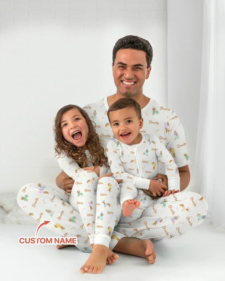 Custom Name Easter Dachshund Bamboo Two Piece Short Sleeve Shorts Pajama Set