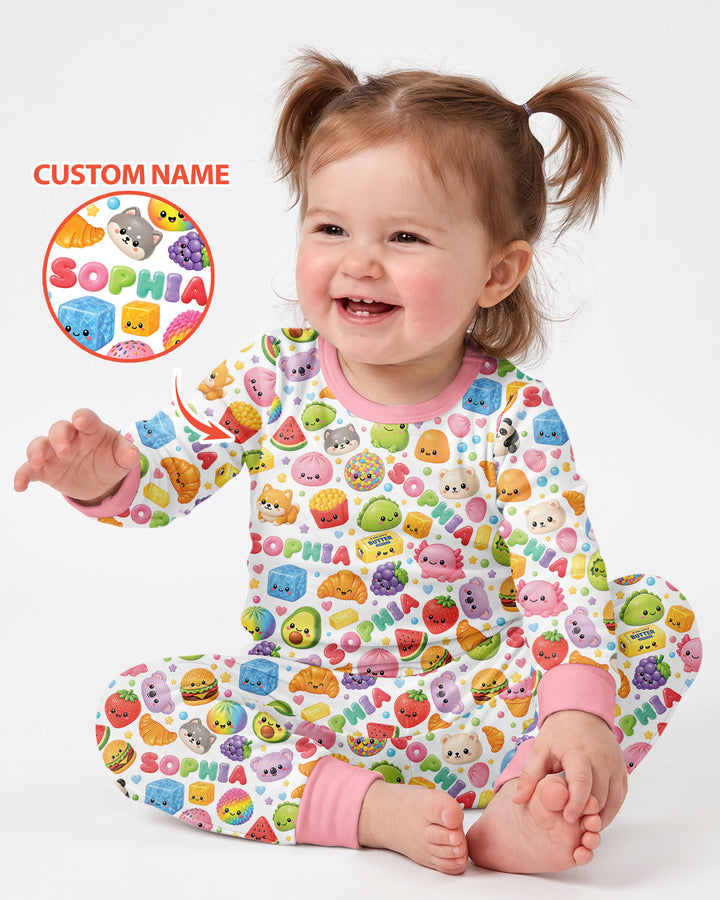 Just A Girl Who Loves Squishies Custom Name Bamboo Two Piece Long Sleeve Pajama Set