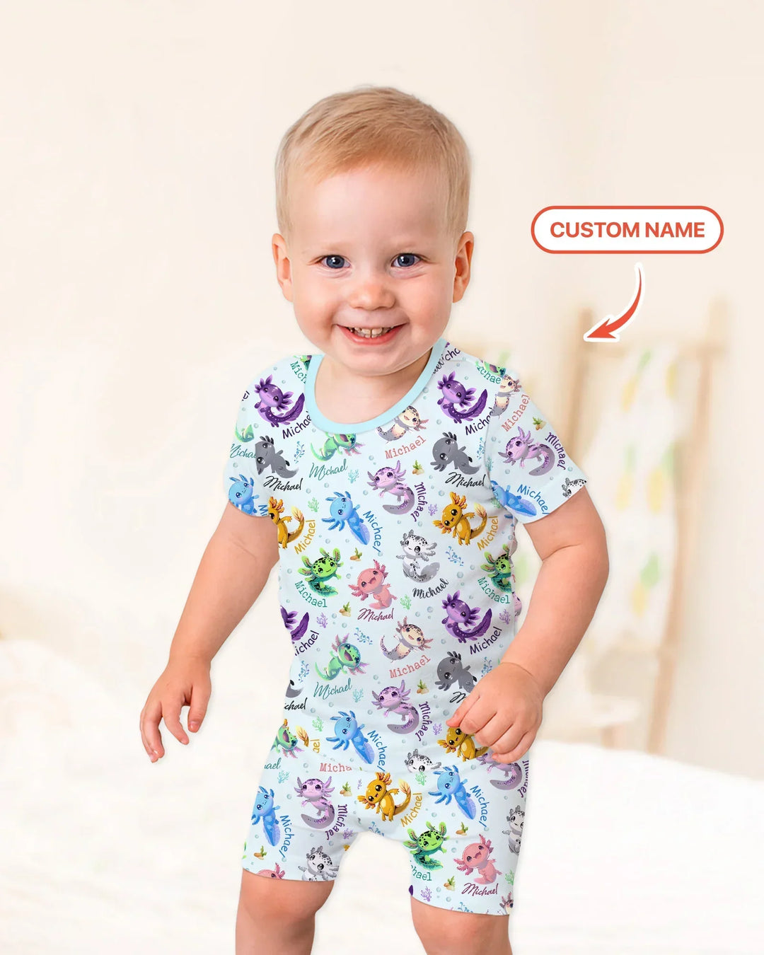Zweiteiliges Pyjama-Set mit kurzen Ärmeln und Shorts im Sommer-Design