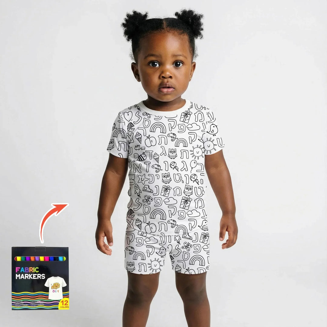 Template Zweiteiliges Pyjama-Set mit kurzen Ärmeln und Shorts