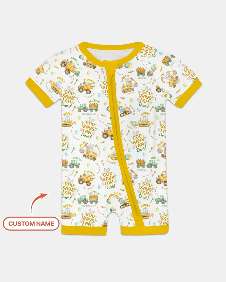 Happy Easter God Says I Am Custom Name Bamboo Shorty Zippy