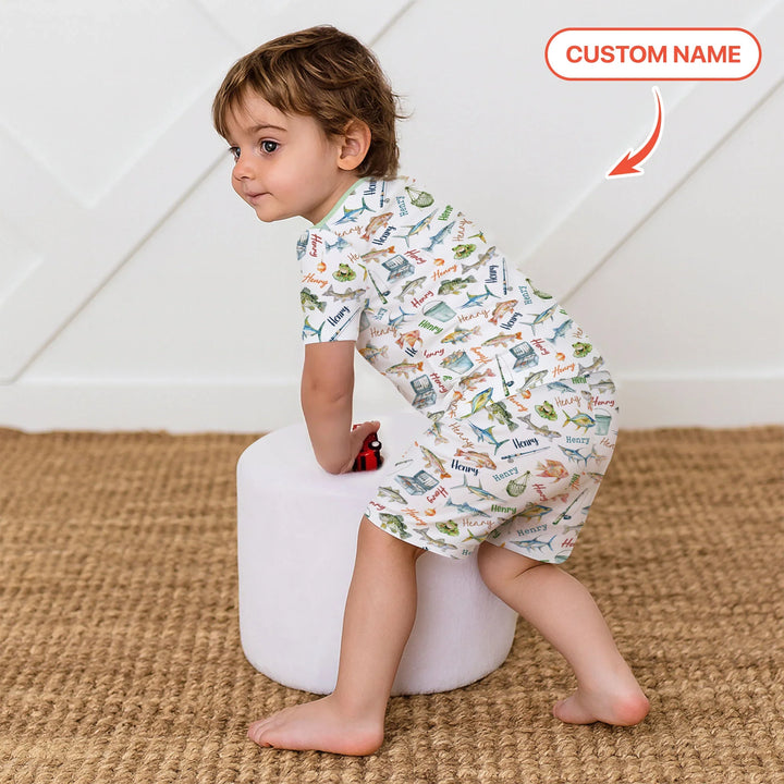 Zweiteiliges Pyjama-Set mit kurzen Ärmeln und Shorts im Sommer-Design