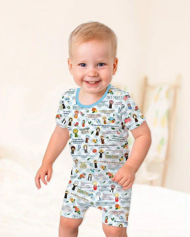 Catholic Saint Quotes Bamboo Two Piece Short Sleeve Shorts Pajama Set